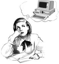 woman dreaming of computer